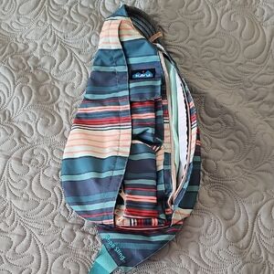 Kavu Striped Sling Bag in Teal, Navy, Coral, Cream
